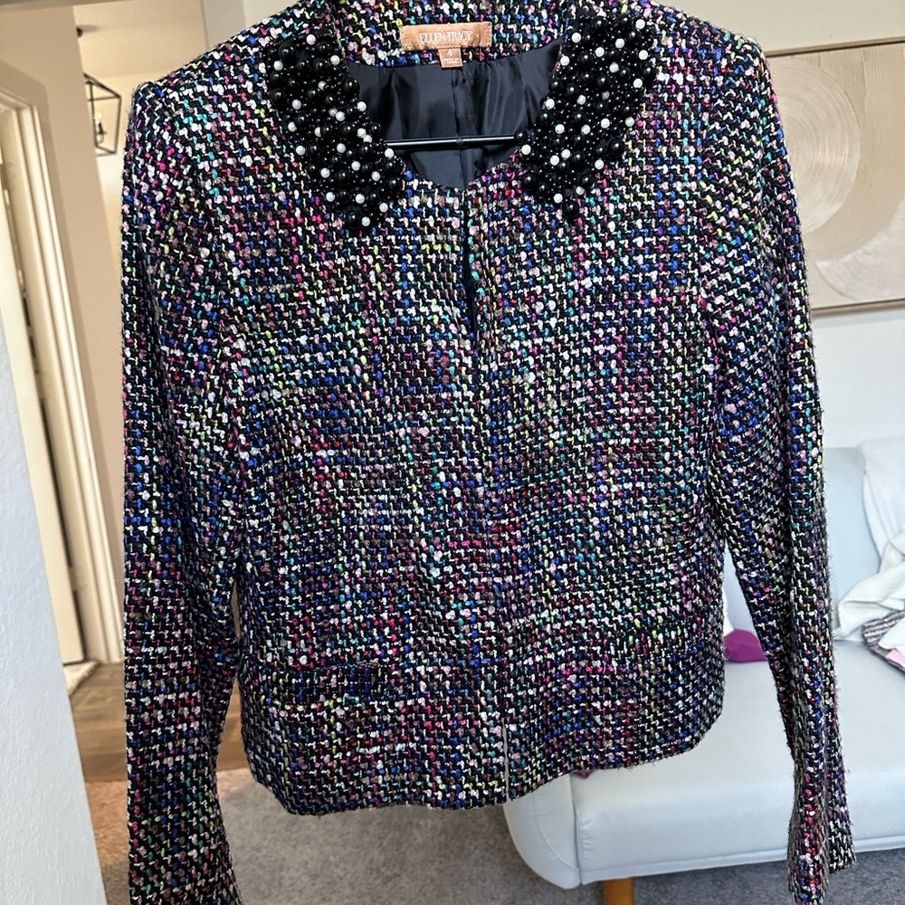 CHANEL Multicolor Blazer with Embellished Collar